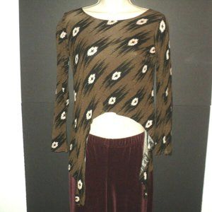 Mamie Ruth Top Boho Small Asymmetrical Hem Brown